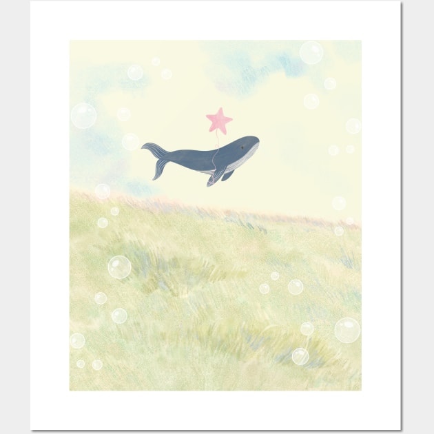 Whale in the field Wall Art by SkyisBright